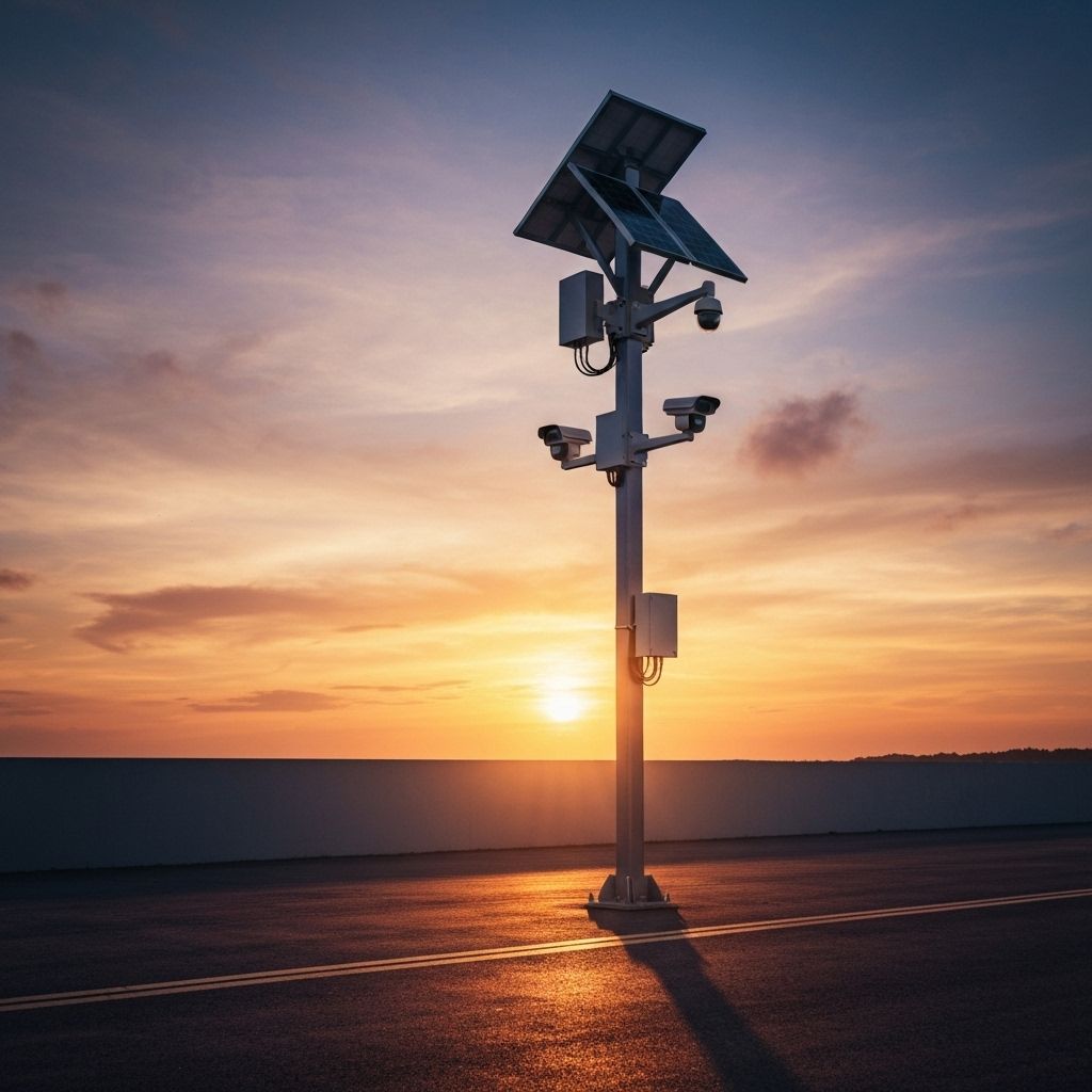 Solar Security Pole at Sunset